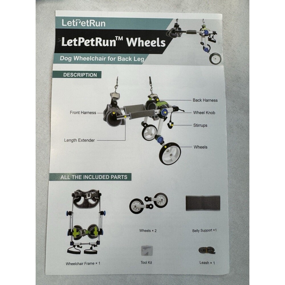 Adjustable Dog Wheelchair for Back Legs Size XS - Picture 6 of 11